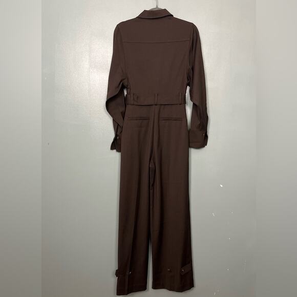 NWT & Other Stories Tailored Long Sleeve Jumpsuit Dark Brown Women’s Size 2 - Picture 4 of 14